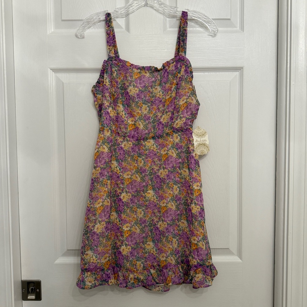 {Altar’d State} Purple and Yellow Floral Mini Dress | S